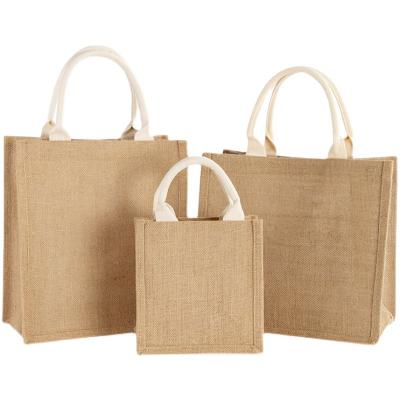 China Wholesale Custom Printing Recyclable Jute Tote Bag Handbag Recycle Foldable Jute Logo Natural Gunny Eco Friendly Printing Shopping Bag for sale