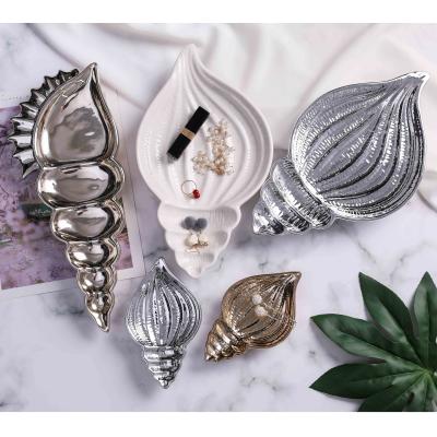 China HS Conch home bedroom jewelry cabinet large dressing table jewelry cabinet Nordic simple shiny ceramic storage tray for sale