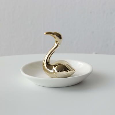 China Nordic Nordic Ceramic Crafts Flamingo Jewelry Dishes for sale