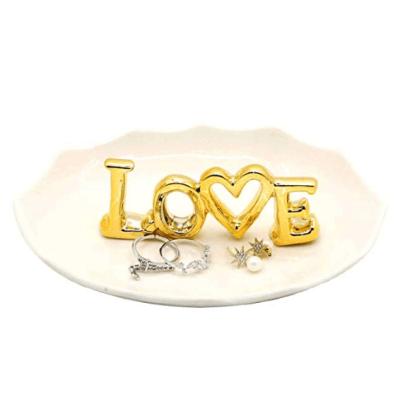 China Ceramic Letter Decoration LOVE Dish Ring Dish Ceramic Jewelry Ring Dish For Wedding for sale