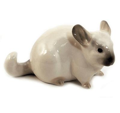 China Europe Handmade Lomonosov Gray Sweet Chinchilla Porcelain Figurine For Sale for sale