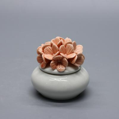 China New Design Modern Simple Flower Ornament Small Ceramic Jewelry Ring Box for sale