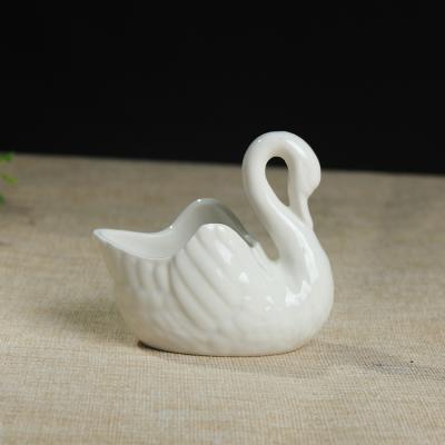 China Home or office hand painted swan shape logo ceramic custom flower pots for sale