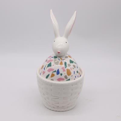 China Viable handcrafted vintage ceramic cookie jar with rabbit head for sale