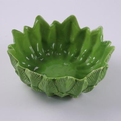 China Sustainable Leaf Design Porcelain Decorative Fruit Bowl for sale