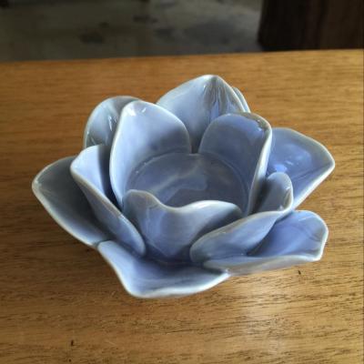 China Lotus Flower Ceramic Candle Holder handmade simple modern for sale