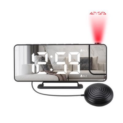 China New 2022 Radio Vibrator Alarm Clock LED Mirror Projection Clock Automatic Photosensitive Electronic Clock With USB Charging for sale