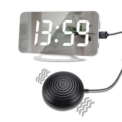 China 12/24 Hour New Nap Display+Snooze+alarm+mirror 2022 Vibrator Alarm Clock LED Digital Display Mirror Electronic Mirror Clock With USB Charging for sale