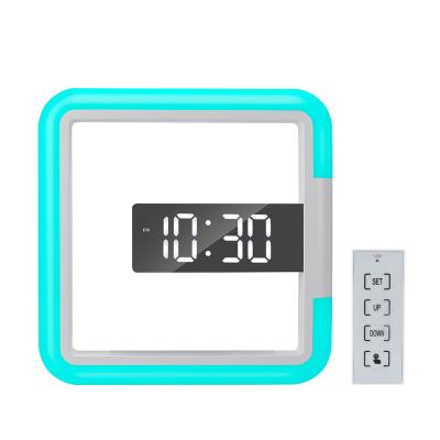 China 12/24 Hour Small New Style Led Display+alarm+mirror Clocks Wholesale Seven Color Square Wall Clock Digital Table Desk Alarm for sale