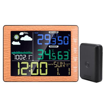 China Class Factory Price Digital Wall Clock Color Barometer Thermometer Hygrometer Wireless Weather Station Clock for sale