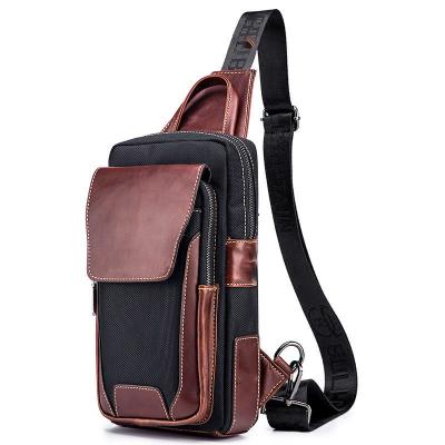 China Hot Selling Anti-theft Mens Fashion First Layer Cowhide Casual Bag Men's Shoulder Messenger Bag Men's Chest Bag for sale