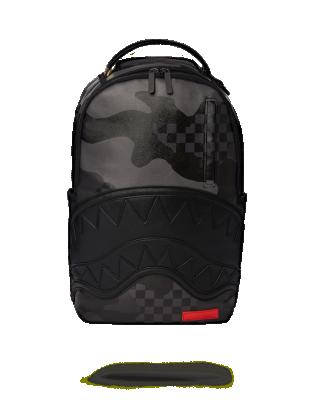 China Custom Anti-theft Character Student Black Shark Camouflage Backpack Leather Boys Shoulder Bags Water Resistant Casual Backpacks for sale