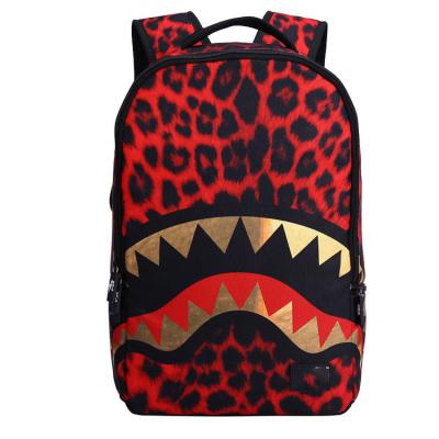 China Child Anti-theft Backpack Printing Teenage Bags Shark Teeth Leopard Print School Bag Durable Breathable Backpacks for sale