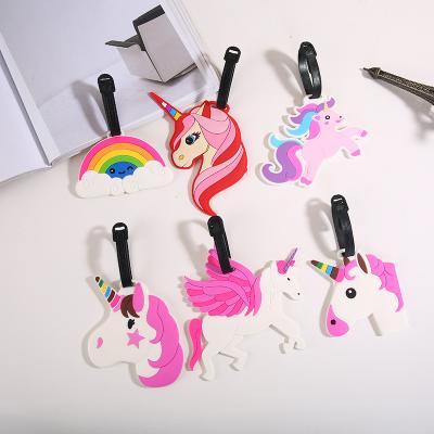 China 2111 Fashion Cartoon PVC Luggage Tag Unicorn Ice Cream Bundle Cards With Airplane Boarding Pass Baggage Tag for sale