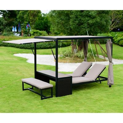 China Hot Sale Modern Aluminum Sun Sofa OEM Garden Pool Beach Chair Modern Outdoor Sofa With Gazebo for sale