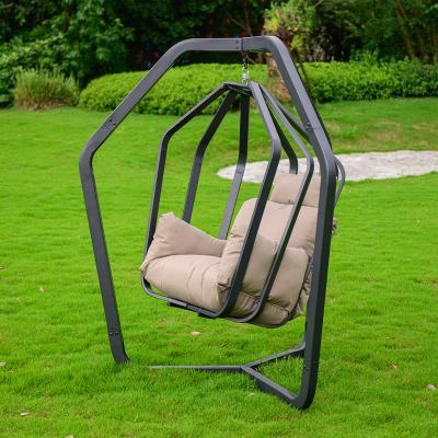 China Leisure Style New Fashion Patio Swing Hanging Rattan Chair Garden Egg Chair Luxuries Swing Swing Chair With Stand for sale