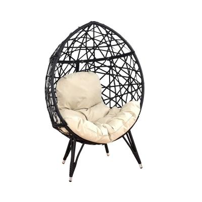 China Modern New Design Dark Gray White Cushion Garden Chair Round Living Room Egg Basket Chair With Stand for sale