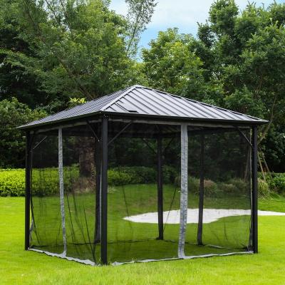 China Modern Metal Outdoor High Quality Steel Material Sunscreen Gazebo Garden Furniture Black Gazebo For Family for sale