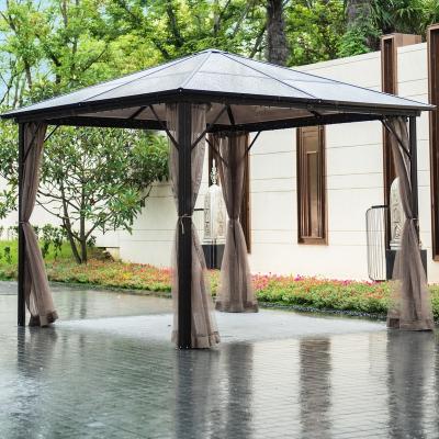 China Hot Sale Modern Outdoor Furniture Black Aluminum Sunscreen Gazebo Shelter Curtain Garden BBQ Grill Gazebo for sale