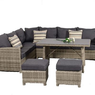 China Hot Sale Modern Black Patio Outdoor Furniture Set Garden Rattan Sofa Set For Family Or Friends Party for sale