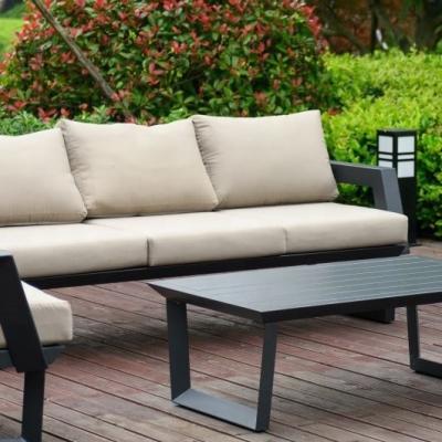 China New Modern Trend Modern Rice White 4 Seats Sofa Set Relax Chatting Garden Outdoor Sofa Furniture For Family Or Parties for sale