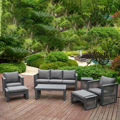 China High Quality Modern Outdoor Patio Sofa Set Furniture Hotel Aluminum Garden 5 Seat Sofa With Table for sale