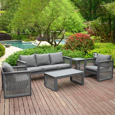 China Modern Wholesale Home Furniture Sofa Set Outdoor Garden Furniture Aluminum Sofa Set With Table for sale