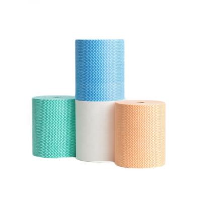 China Durable 35gsm Disposable Cleaning Cloth Dish Roll Polyester Nonwoven Fabric for sale