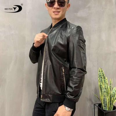 China Newest Wholesale Men's Zipper Black Leather Jacket Design Motorcycle Bomber QUICK DRY Leather Jacket for sale