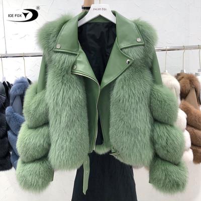 China Genuine Leather Anti-Wrinkle Real Anti-Wrinkle Fashion Jacket OEM Fox Fox Natural Fur Coat Luxurious Luxury Clothing Design for sale