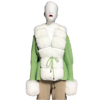 China Custom Cute Stylish Style Fur Cuff Collar Anti-Wrinkle Fur Collar Anti-Wrinkle Knitted Cardigan Knitted Cardigan With Fox Fur for sale