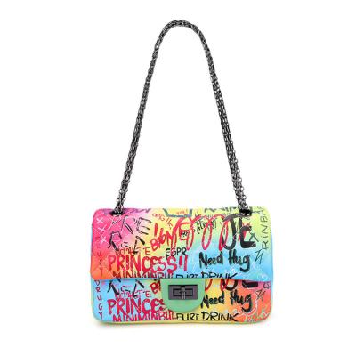 China Water Resistant Water Resistant Most Popular Colorful Graffiti Print Fashion Handbags Freeze Cross Purse Woman Bags for sale