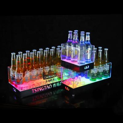 China Viable ktv bar party nightclub restaurant supplies custom logo glowing acrylic clear plastic led ice bucket logo wine beer bucket for sale