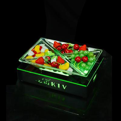 China Viable Illuminated LED Fruit Vegetable Serving Tray 4cell For Restaurant Hotel Wedding Party Bar Lounge Nightclub LED Acrylic Fruit Dish for sale