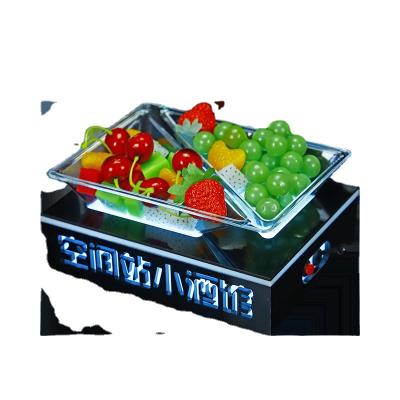 China LED Lighted Fruit Vegetable Serving Tray 2cell For Restaurant Hotel Wedding Party Bar Lounge Nightclub Acrylic Fruit Dish Square - One Layer 2 Cell for sale