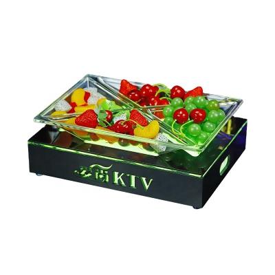 China LED Lighted Fruit Vegetable Serving Tray 2cell For Restaurant Hotel Wedding Party Bar Lounge Nightclub Acrylic Fruit Dish Square - One Layer 4 Cell for sale