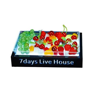 China Viable LED Lighted Fruit and Vegetable Dish Display Serving Tray Hotel Restaurant Wedding Banquet Bar Acrylic Nightclubs Obstschale for sale