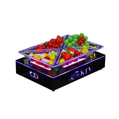 China Wedding Party Bar Lounge Nightclub Restaurant Fruit Vegetable Serving Tray 4cell LED Fruit Dish Sustainable Glowing Acrylic Fruit Dish for sale