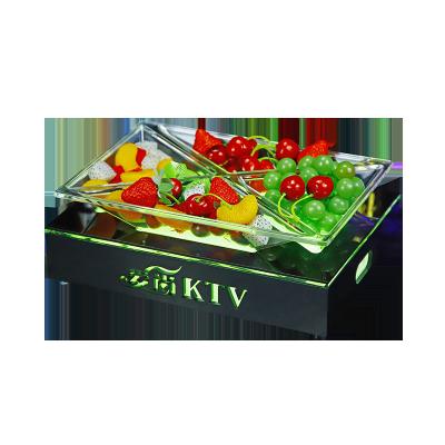 China wedding party bar lounge nightclub restaurant hotel fruit dish LED clear glass glowing fruit vegetable serving tray 29*21*10cm for sale