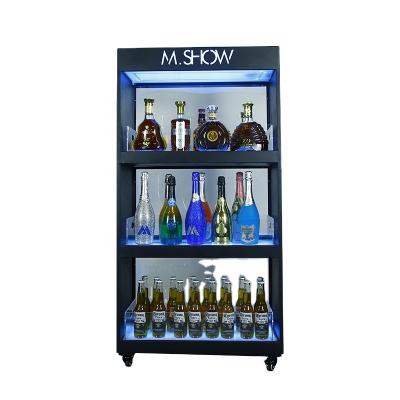 China Viable luxury living room furniture led light vodka whiskey champagne bottle display rack wine cabinet wedding home party glowing bar for sale