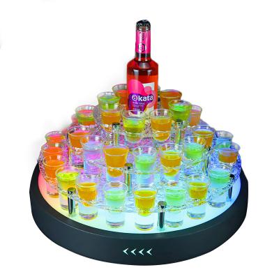 China Viable Bar Nightclubs Wedding Supplies Cup Holder LED Tray Creative Cake Shaped Glowing Glass Cup Holder for sale