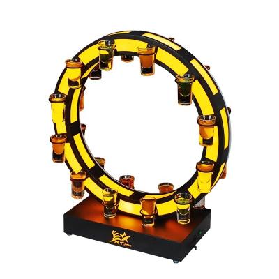 China Viable Metal Rotating LED Display Rack Wine Rack Cocktail Cup Holder Ferris Wheel Shot Glass Serving Tray Bar Supplies for sale