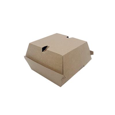 China Recycled Materials Clamshell Kraft Paper Hamburger Disposable Food Grade Takeaway Packaging Box for sale