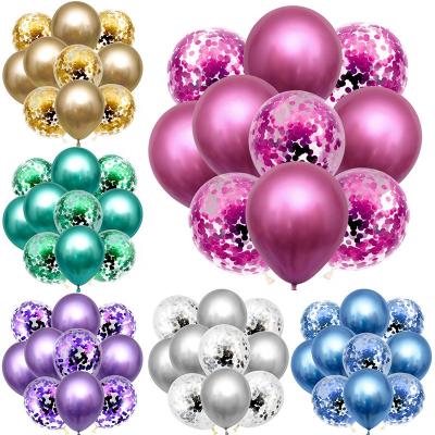 China Eco-friendly 2.8g Balloons+5g Transparent Metallic Glitter Balloon Decoration Sets Colorful DIY Balloon for sale