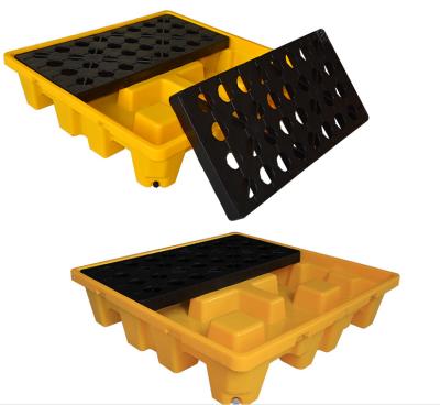 China Eco-friendly 4 Drums Storage Oil Spill Drum Containment Anti Spill Pallet  storage plastic tray for sale