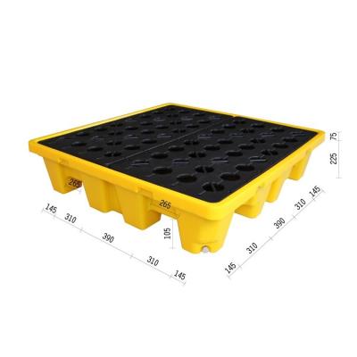 China Industrial Plastic Parts China OEM Large Size Plastic Four 4 Drums ibc Spill Pallets for sale