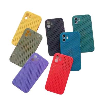 China Shockproof Simple Phone Case Solid Color Grid Phone Case Cooling Soft Case for sale