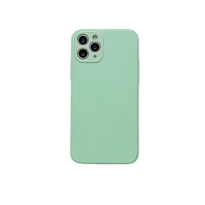 China Waterproof Jelly Color Phone Case Solid Color Shockproof Simple Glass Phone Case For Iphone 13 for sale