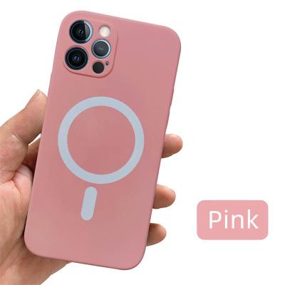 China Fashion Style TPU Beauty Solid Color Mobile Phone Shockproof Pure Magnetic Phone Cases For iPhone for sale