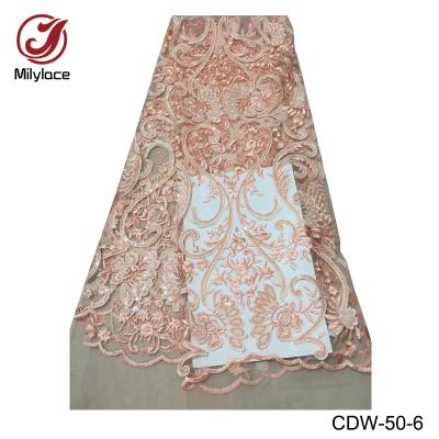 China 2016 viable pale pink french lace fabric for wedding french lace with sequins french lace JYW45 for sale